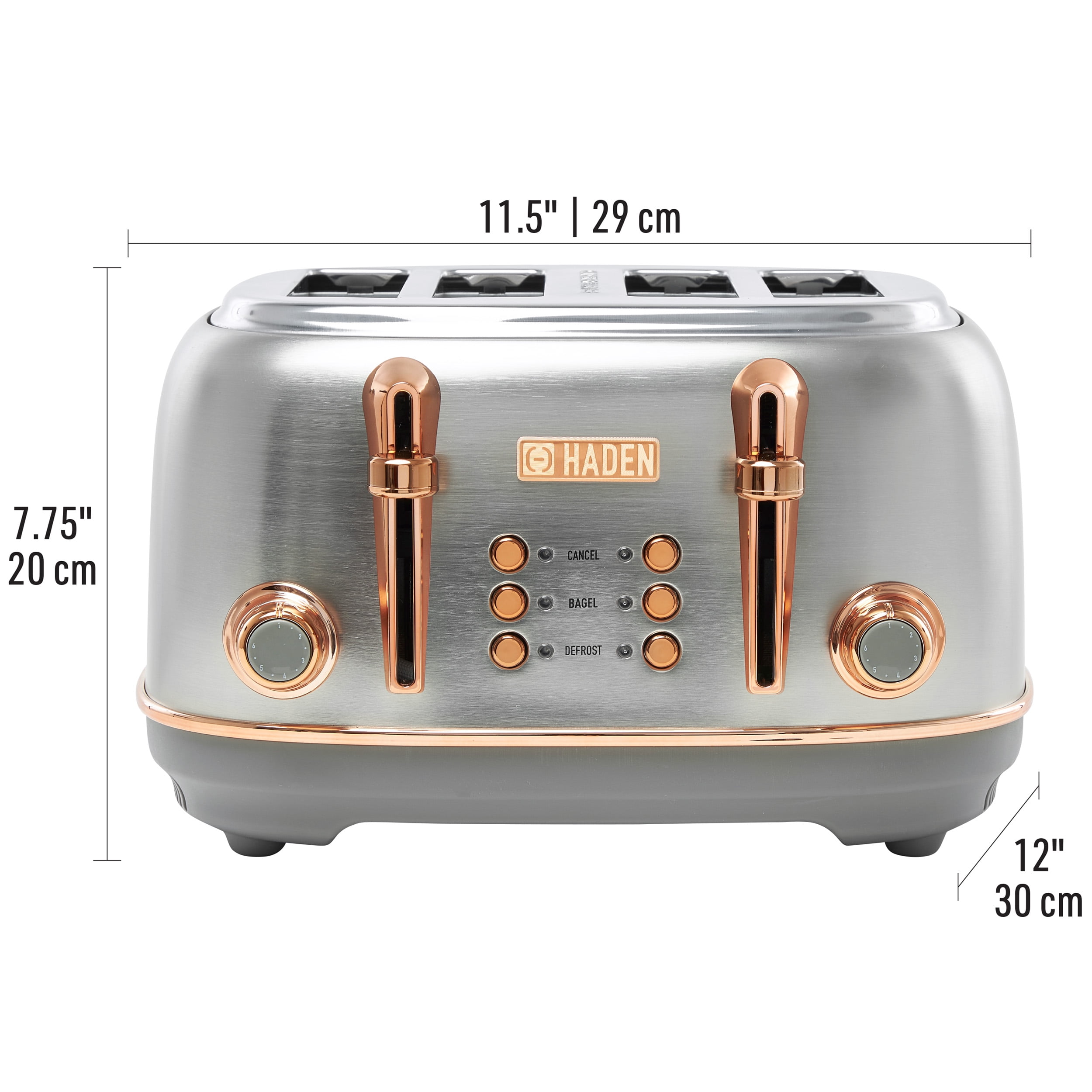 Haden Heritage 4-Slice Wide Slot Toaster, Steel / Copper - 75104
