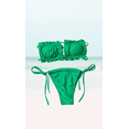thumbnail image 5 of Meloria Swim and Fashion Pure Green Color Padded Tube Top Self-Tie Thong Sexy Classic Two-Piece Bikini, 5 of 5