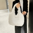 thumbnail image 2 of Biekopu Fashion Long Plush Tote Bags for Women Girls Cute Solid Color Large Capacity Handbag Simple Shoulder Bags, 2 of 7