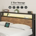 thumbnail image 6 of LOEWAY Queen Size Bed Frame with LED Storage Headboard & Charging Station, No Box Spring Needed, Brown, 6 of 11