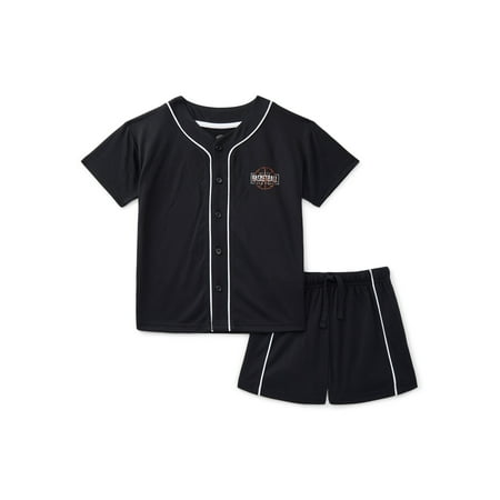 Wonder Nation Boys Jersey Top and Shorts Pajama Set, 2-Piece, Sizes 4-18
