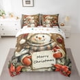 thumbnail image 3 of Manfei Kids Cute Snowman 7pcs Bedding Comforter Set, Magic Christmas Queen Bedding Sets, Winter Rustic Flower Plant Reversible Queen Sheet Sets, Luxury Bedroom Decor, 3 of 8