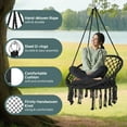 thumbnail image 5 of Macrame Hanging Swing Chairs, Handmade Knitted Hanging Chair with Cushion and Hardware Kit, Outdoor Hammock Chair for Patio, Balcony, Bedroom, 5 of 8