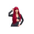 thumbnail image 1 of Peluca Roja Larga Flequillo Lacio Para Mujer Dama Cosplay, 1 of 3
