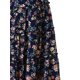 thumbnail image 5 of Falda Floral Chic para Mujer con Cintura Alta Elástica Longitud hasta el Tobillo Silueta en A 2XL Azul Marino, 5 of 6