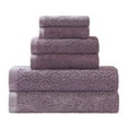 thumbnail image 1 of Blue Nile Jacquard/ Solid Cotton 6-Piece Faded Towel Set, Fig, 1 of 7