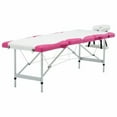 thumbnail image 1 of vidaXL 4-Zone Foldable Massage Table Aluminium White and Pink, 1 of 5