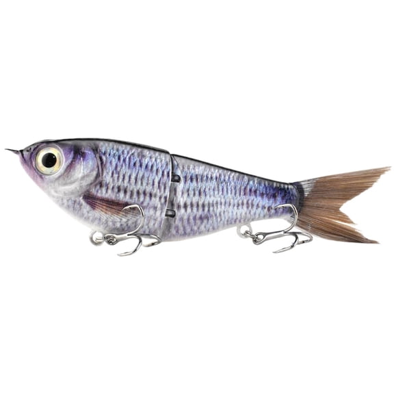 4.7 in / 120 mm Trout Glide Baits, Realistic Painted 2-Section Jointed Bass Bait with Feather Tail, 0.6 oz / 17.5 g Multi Jointed Glide Bait Lure with Treble Hooks for Bass Fishing