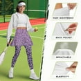thumbnail image 6 of POLEROWomens Purple Bling Leopard Tennis Skirted Leggings with Pockets Workout Yoga Leggings with Skirts Non See Through Golf Fitness Pants Stretch Athletic Gym Legging, 6 of 6