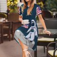 thumbnail image 3 of Vsdgher Astronaute avec Drapeau USA pour Femmes Été 2025 Robes Midi Décontractées Légères Manches Courtes Col Rond Robe de Plage, 3 of 6