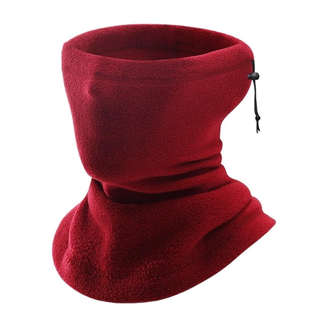 Outdoor Thermal Neck Warmer Fleece Ski Face Mask Fleece Thickened Drawstring Cycling Windproof R9v9