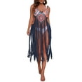 thumbnail image 3 of VISgogo - Bikini para mujer, sin mangas, para playa, con borlas caladas, vestido de verano VISgogo  moda, 3 of 7