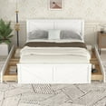 thumbnail image 3 of iRerts Queen Bed Frame with Headboard, Solid Wood Queen Platform Bed Frame with Storage Drawers, Slats Support and Support Legs, Modern Queen Size Bed Frame No Box Spring Needed for Bedroom, White, 3 of 10