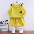 thumbnail image 2 of XIYNBAOK Juniors Sweat Suits 2 Piece Set Going Home Outfit Baby Girl Toddler Girls Outfits Tshirt and Mini Shorts Girls Clothes Size 7, Yellow 7-8 Years, 2 of 9