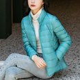 thumbnail image 6 of Puffer Jacket Womens Casual Lightweight Quilted Down Stand Collar Packable Solid Color Puffy Coats Outwear, 6 of 7