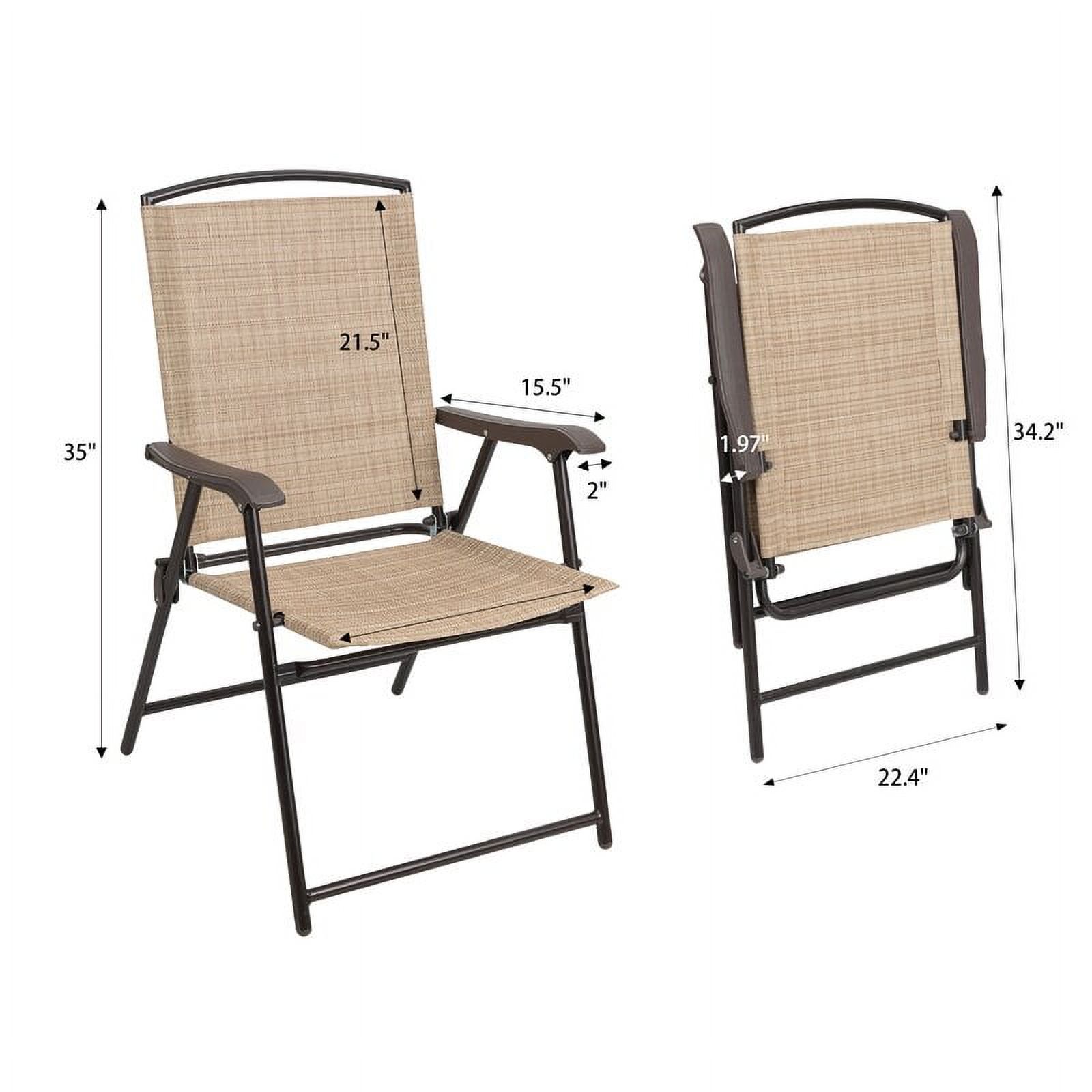 Devoko 2 Pieces Patio Folding Chairs Outdoor Chairs Textilene Furniture Chair Set, Beige - image 4 of 7
