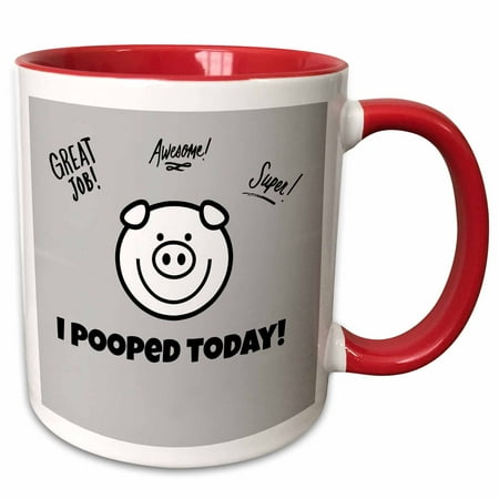 

3dRose I pooped today piggie - Two Tone Red Mug 11-ounce