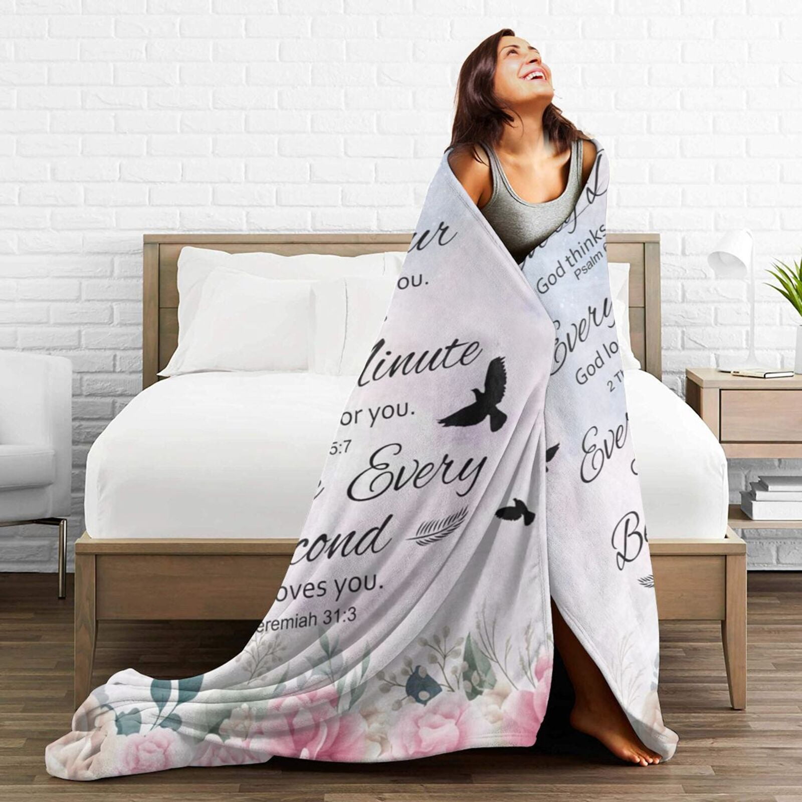 Wijzvio Religious Gifts For Women Throw Blanket Soft Fuzzy Fleece Blanket For Couch Bed Living Room Decoration 50"X40"