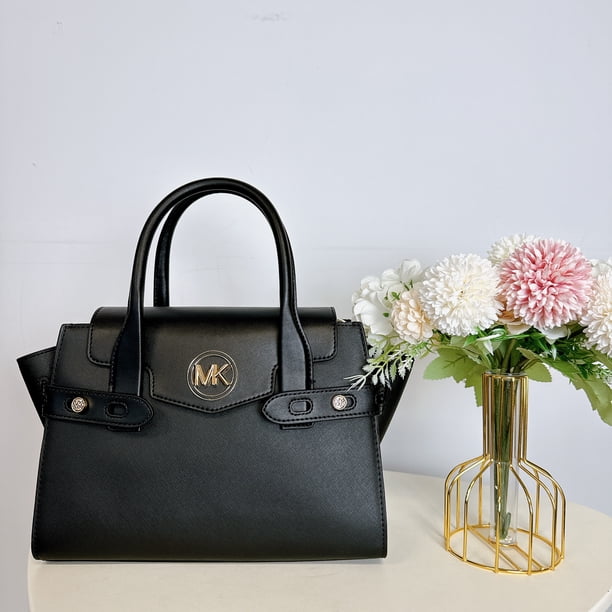 Michael Kors 35S2Gnms8L Carmen Bolso Mediano de Piel Sintética con Cinturón Negro