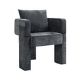 thumbnail image 3 of Modern 3-Leg Chenille Accent Chair with Ergonomic Arms & Removable Pillow, Plush Small Space Armchair, Single Sofa Chair for Living Room, Bedroom, Dining Room and Office, Dark Green, 3 of 3