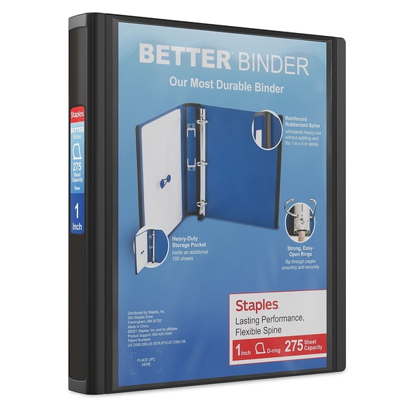 Staples 1" 3-Ring Better Binder Black (13395) 648819