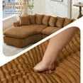 thumbnail image 6 of Bonuoke 127" Curved Sectional Sofa, L-Shape Modular Cloud Couch with 10 Pillows, 4-Seater High-Resilience Foam Upholstered Couches, No Assembly Required, Brown, 6 of 8