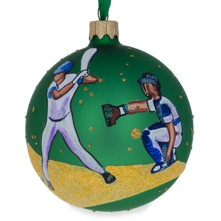 Baseball Glass Ball Christmas Ornament 3.25 Inches