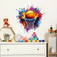 thumbnail image 2 of Basketball Art Wall Stickers Colorful Splash Design For Sports Enthusiasts Boy's Bedroom Stickers Home Decor Kids Gift Idea, 2 of 5