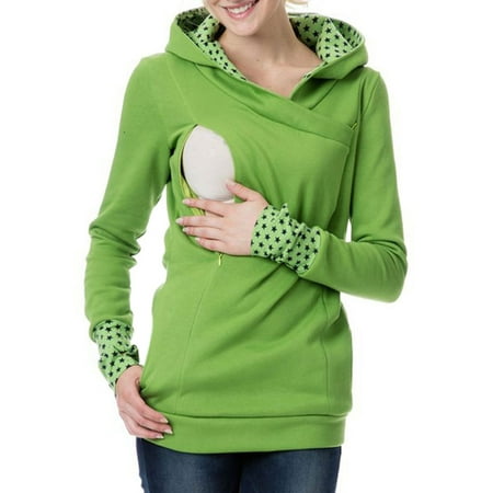Sleeve Maternity Hoodie - DBoard Women Breastfeeding Pregnant Solid Color Long sleeve Sweatshirt Hoodie