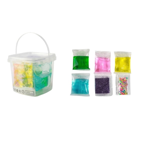 Slime Putty Clay Kit with Storage Bucket Glitter Beads Confetti Mixins and Gel Packs for Sensory Craft Play Activity