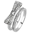 thumbnail image 4 of Luxe Jewelry Designs 2-Piece Women's Stainless Steel Knots and Bows Ring Set with Square Crystal,, 4 of 4