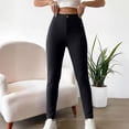 thumbnail image 2 of Tqcoqu Women's High Waist Stretch Skinny Pants,Solid Slim Fit Casual Ankle Length Button Closure Trousers for Workout Yoga, 2 of 7