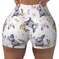 thumbnail image 2 of Daiia Rabbit And Butterfly Pattern Women's Workout Shorts Biker Shorts - High Waisted Workout Spandex Tummy Control Gym Running Yoga Shorts-X-Large, 2 of 8