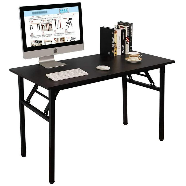 SOGES 47 inches Folding Table Laptop Desk Computer Table Workstation, Teak  & Black