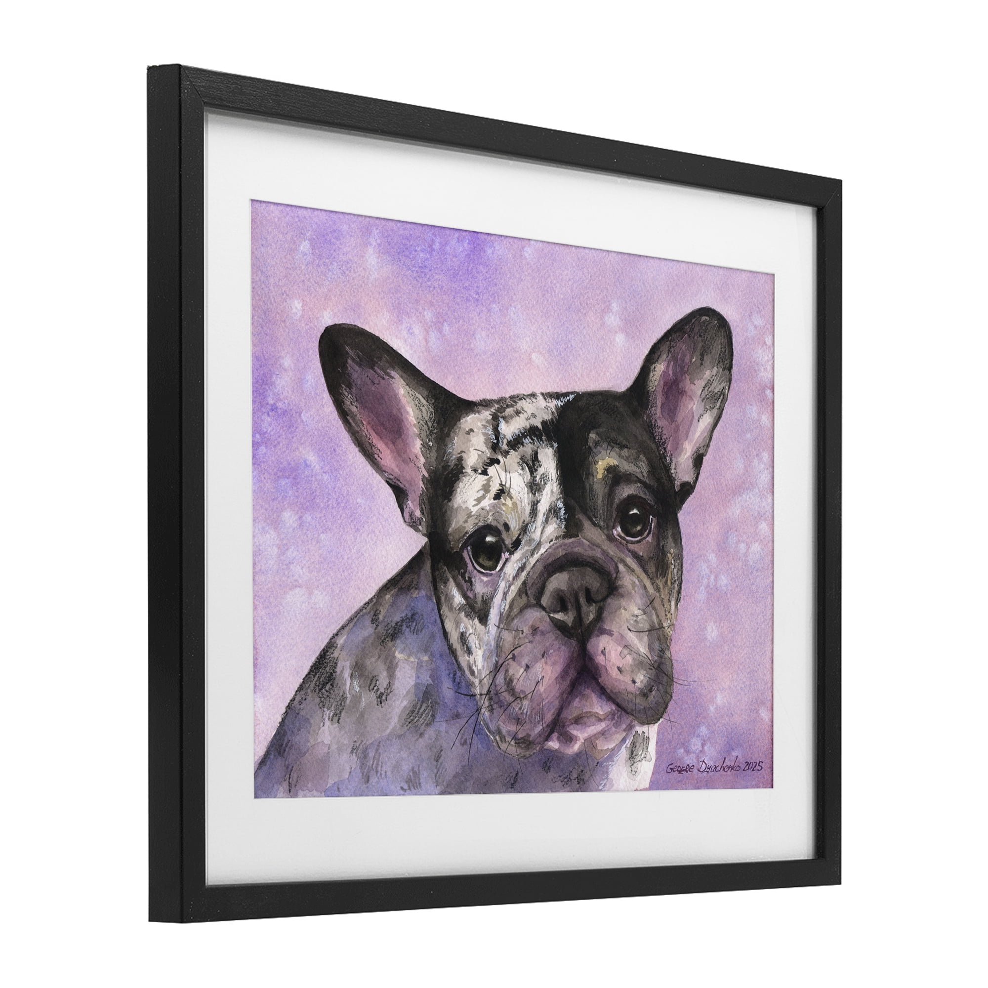 Stupell Industries Harlequin French Bulldog Black Framed Print Under Glass, design by George Dyachenko