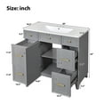 thumbnail image 6 of 36" Bathroom Vanity with Ceramic Sink, Grey, Solid Wood Frame, Soft Close Doors, Adjustable Shelves, 3 Drawers, Including Double-Depth Drawer for Hairdryer Storage(Old sku:SV000003AAL-1), 6 of 9