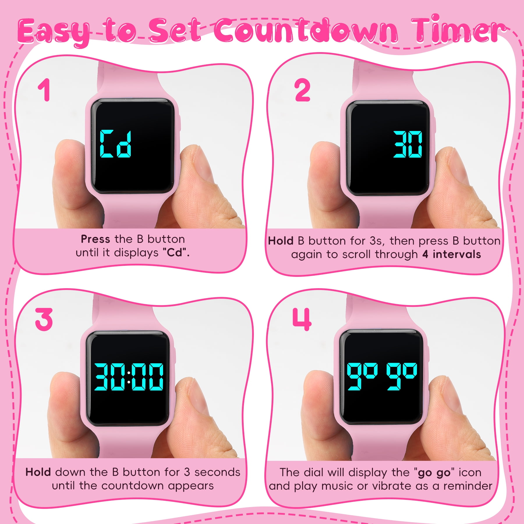 Kids Potty Training Watch Music Reminder Timer Watch with Countdown/Alarm Clocks/Music,Toilet Training Watch for Girls Boys Waterproof Rechargeable Gift for Kids