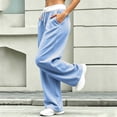 thumbnail image 5 of Dagugfen Sweatpants for Women Drawstring Straight Leg Elastic Waist Loose Fitted Breathable Casual Pants with Pockets(XXL,Sky Blue), 5 of 7