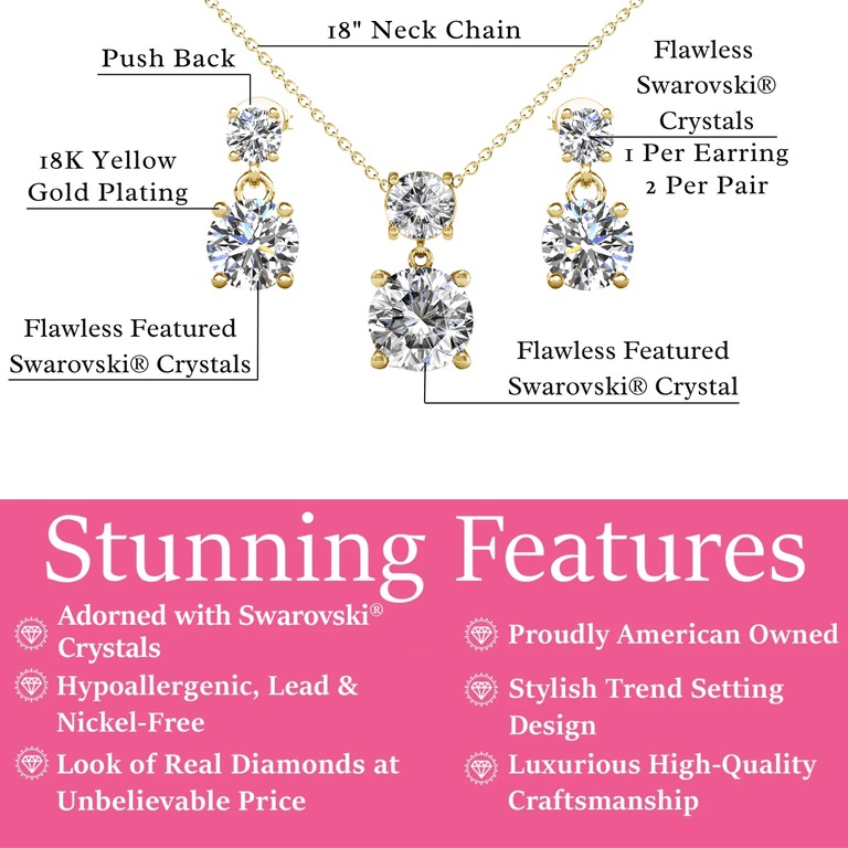 Cate & Chloe Jasmine Yellow Gold Pendant & Stud Earrings Set photo 3