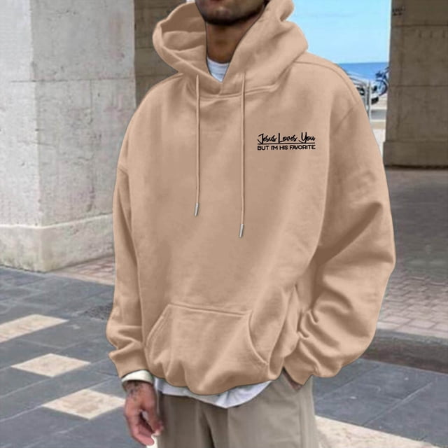 MHFRRA Sudaderas y Sudaderas Casuales para Hombre, Suéter Holgado con Estampado para Otoño E Invierno, Ropa de Calle Cómoda y de Moda para Uso Diario Caqui