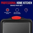 thumbnail image 2 of Bakken- Swiss Nonstick Cookie Sheet Pan Carbon Steel Oven Tray Sheet Pan with Red Silicone Handles -large Bakeware Pan Tray with Gray Coating Inside & Outside, 2 of 7