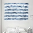 thumbnail image 1 of Harbour Stripe Tapestry, Watercolor Style Paintbrush Stripes Sea Marine Life Symbol Lines Image, Wall Hanging for Bedroom Living Room Dorm Decor, 80W X 60L Inches, Night Blue White, by Ambesonne, 1 of 2