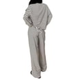 thumbnail image 4 of Clossjun Womens Striped Print Lounge Set 2 Piece Casual Fashion Outfit Long Sleeve Shirt & Wide Leg Pants Set for Fall Wear M, 4 of 4
