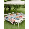 thumbnail image 4 of Outdoor Tablecloth with Umbrella Hole for Patio/Picnic/Party/Camping, Abstract Beach Waterproof Table Cloth Rectangle Table Cover Washable, Summer Colorful Coastal Ocean Sea Wave (60"x 120"), 4 of 8