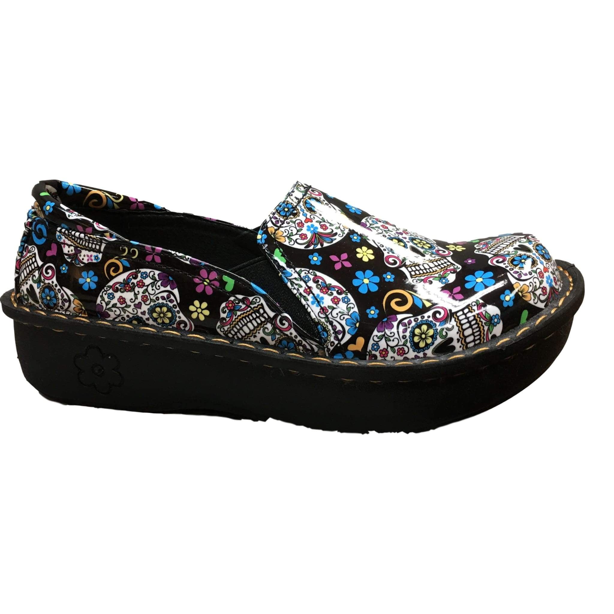 skull nursing clogs