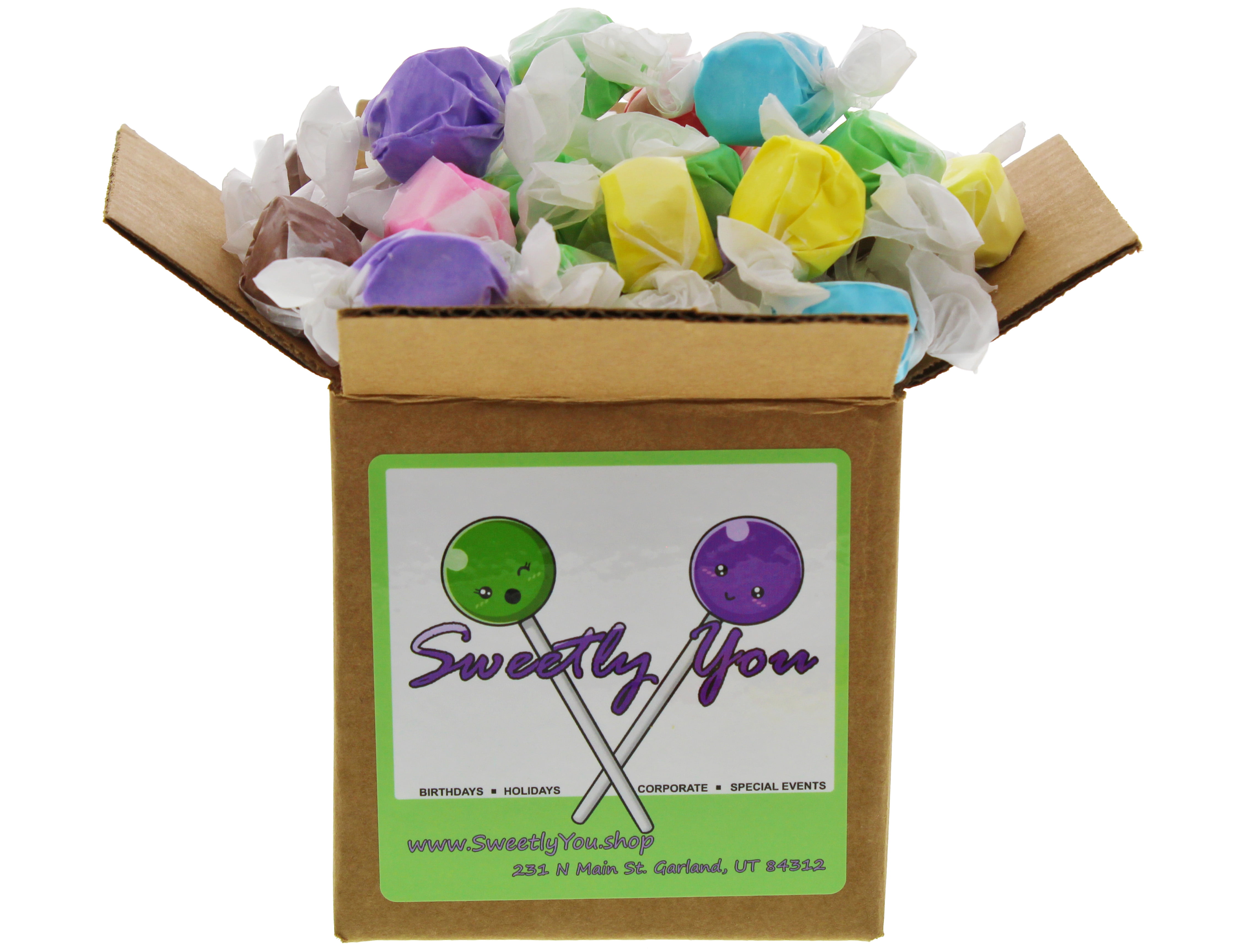 Sweets Salt Water Taffy 0.75LB 10 flavors of taffy candies in 4x4x4
