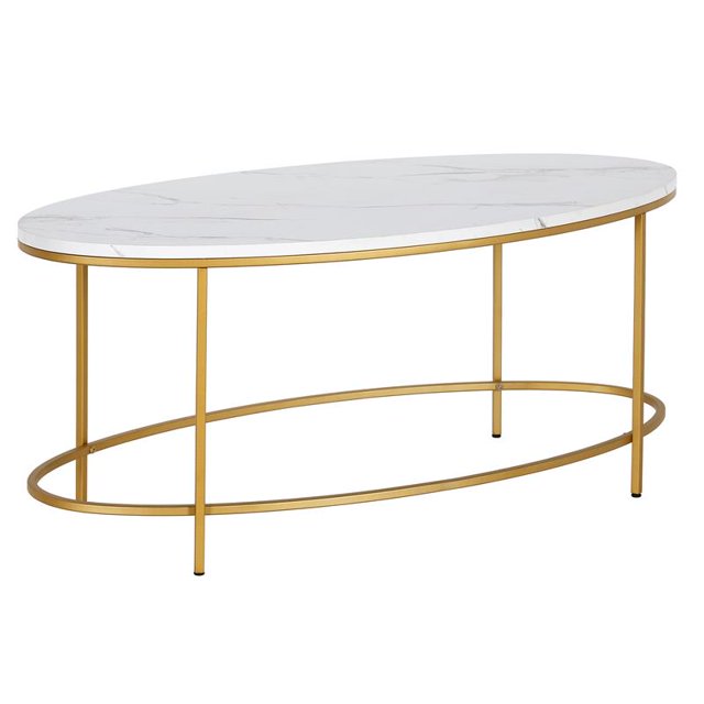 Henn&Hart Brass and Faux Marble Coffee Table