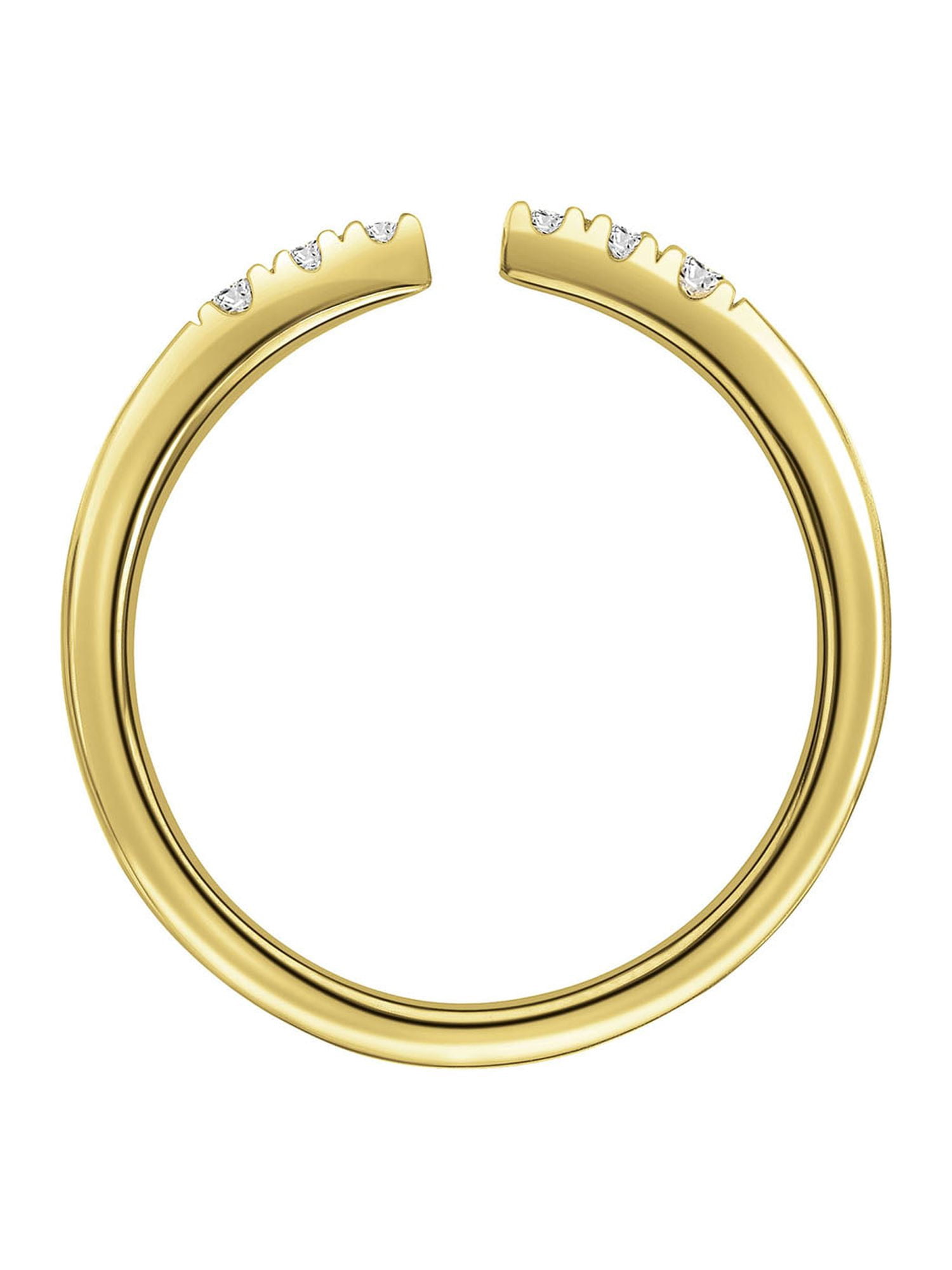 Keepsake Diamond-Accent Open Bypass Stacking Ring in 18K Yellow Gold over Sterling Silver