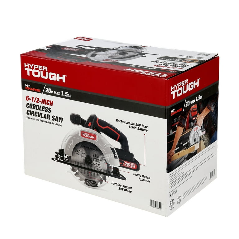 Hyper Tough 20V MAX Lithium-ion Cordless 6-1/2 inch Circular Saw with 1.5Ah Lithium-ion Battery, Charger, Blade & Rip Fence Hyper Tough 20V MAX Lithium-ion Cordless 6-1/2 inch Circular Saw with 1.5Ah Lithium-ion Battery, Charger, Blade & Rip Fence