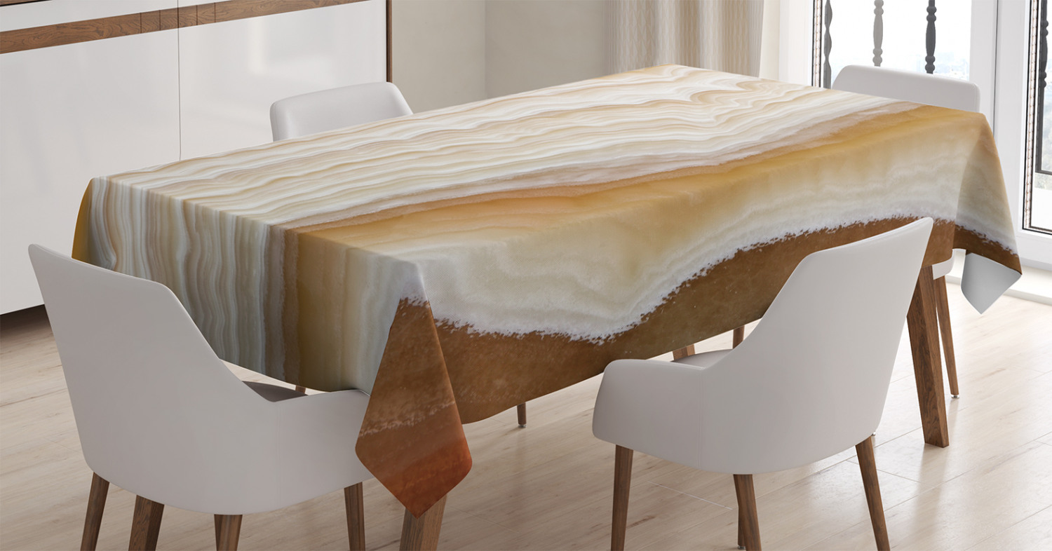 Apartment Decor Tablecloth, Odd Wavy Marble Pattern with New Lines and Shapes Digital Nature